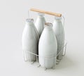 Milk Bottles In Wire Carry Crate Royalty Free Stock Photo