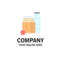 Milk, Box, Bottle, Shopping Business Logo Template. Flat Color Royalty Free Stock Photo