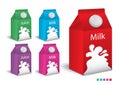 Milk boxes, Juice boxes set Vector realistic. Mock-up packages. Color paper drink packaging 3D. product design Royalty Free Stock Photo