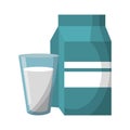 Milk box and glass cup Vector illustration Royalty Free Stock Photo