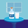 Milk box Package vector illustration, with flat design Royalty Free Stock Photo