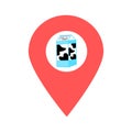 Milk box location map pin pointer icon. Element of map point for mobile concept and web apps. Icon for website design and app deve Royalty Free Stock Photo