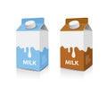 Milk box packaging light blue and brown design