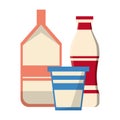 Milk box and yogurth bottle and cup Royalty Free Stock Photo