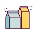 Isolated milk boxes line and fill style icon vector design