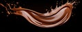 Milk brown chocolate splashes in the air on black background Royalty Free Stock Photo