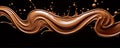 Milk brown chocolate splashes in the air on black background Royalty Free Stock Photo