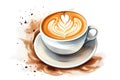 Milk brown white background espresso cafe cup cappuccino latte hot coffee drink art Royalty Free Stock Photo