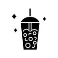 Milk bubble tea glyph icon. Taiwanese popular drink. Street food. Isolated vector stock illustration