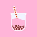 Milk bubble tea vector drink tapioca cup. Boba bubble tea pearl taiwan thai drink tapioca Royalty Free Stock Photo