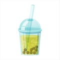 Milk bubble tea vector drink tapioca cup. Boba bubble tea pearl taiwan thai drink tapioca. Royalty Free Stock Photo