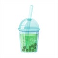 Milk bubble tea vector drink tapioca cup. Boba bubble tea pearl taiwan thai drink tapioca. Royalty Free Stock Photo