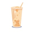 Milk bubble tea vector, milk boba drink, tapioca pearls or tapioca ball vector image Royalty Free Stock Photo