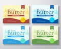 Milk Butter Dairy Labels Collection. Abstract Vector Packaging Design Layouts Set. Modern Typography Banners with Hand