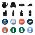 Milk, Calcium, Product, Food .Milk product and sweet set collection icons in black,flet style vector symbol stock