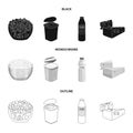 Milk, Calcium, Product, Food .Milk product and sweet set collection icons in black,monochrome,outline style vector