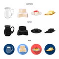 Milk, Calcium, Product, Food .Milk product and sweet set collection icons in cartoon,black,flat style vector symbol