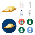 Milk, Calcium, Product, Food .Milk product and sweet set collection icons in cartoon,flat style vector symbol stock