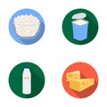 Milk, Calcium, Product, Food .Milk product and sweet set collection icons in flat style vector symbol stock illustration