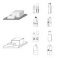 Milk, Calcium, Product, Food .Milk product and sweet set collection icons in outline,monochrome style vector symbol