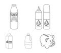 Milk, Calcium, Product, Food .Milk product and sweet set collection icons in outline style vector symbol stock