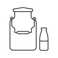 Milk can and bottle linear icon
