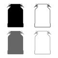Milk can container icon set grey black color illustration outline flat style simple image