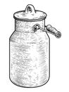 Milk can illustration, drawing, engraving, ink, line art, vector Royalty Free Stock Photo