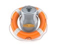 Milk can inside life buoy Royalty Free Stock Photo