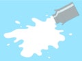 Milk can with spilled milk Royalty Free Stock Photo