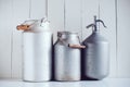 Milk cans and a siphon Royalty Free Stock Photo