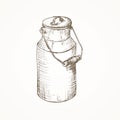 Milk cans sketch. Royalty Free Stock Photo