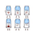 Milk cardboard box character cartoon mascot set expression pose in cute funny style Royalty Free Stock Photo