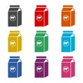 Milk carton box isolated on white, icon or logo, color set Royalty Free Stock Photo