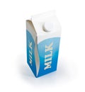 Milk carton with pasteurized milk on a white background Royalty Free Stock Photo