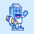 Milk cartoon character holding a skateboard Royalty Free Stock Photo