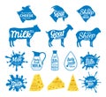 Milk and Cheese Labels, Icons and Design Elements Royalty Free Stock Photo