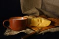 Milk and cheese in rustic style Royalty Free Stock Photo