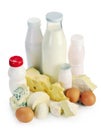 Milk cheese yogurt and eggs