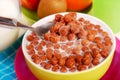 Milk with chocolate balls crisp Royalty Free Stock Photo