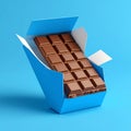 Milk Chocolate Bar in Blue Box on Blue Background Royalty Free Stock Photo