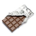 Milk chocolate bar covered with foil  on white background with clipping path Royalty Free Stock Photo