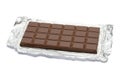 Milk chocolate bar covered with foil isolated on white background with clipping path Royalty Free Stock Photo