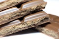 Milk chocolate bar lying on the table. Close up photo Royalty Free Stock Photo