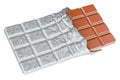 Milk Chocolate Bar in opened foil, 3D rendering