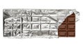 Milk chocolate bar in tinfoil Royalty Free Stock Photo