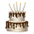 Milk chocolate birthday cake icon, cartoon style Royalty Free Stock Photo
