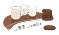 Milk and chocolate cakes - vector drawing