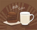 Milk and chocolate cakes - vector drawing