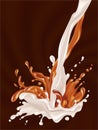 Milk and chocolate flow. Royalty Free Stock Photo